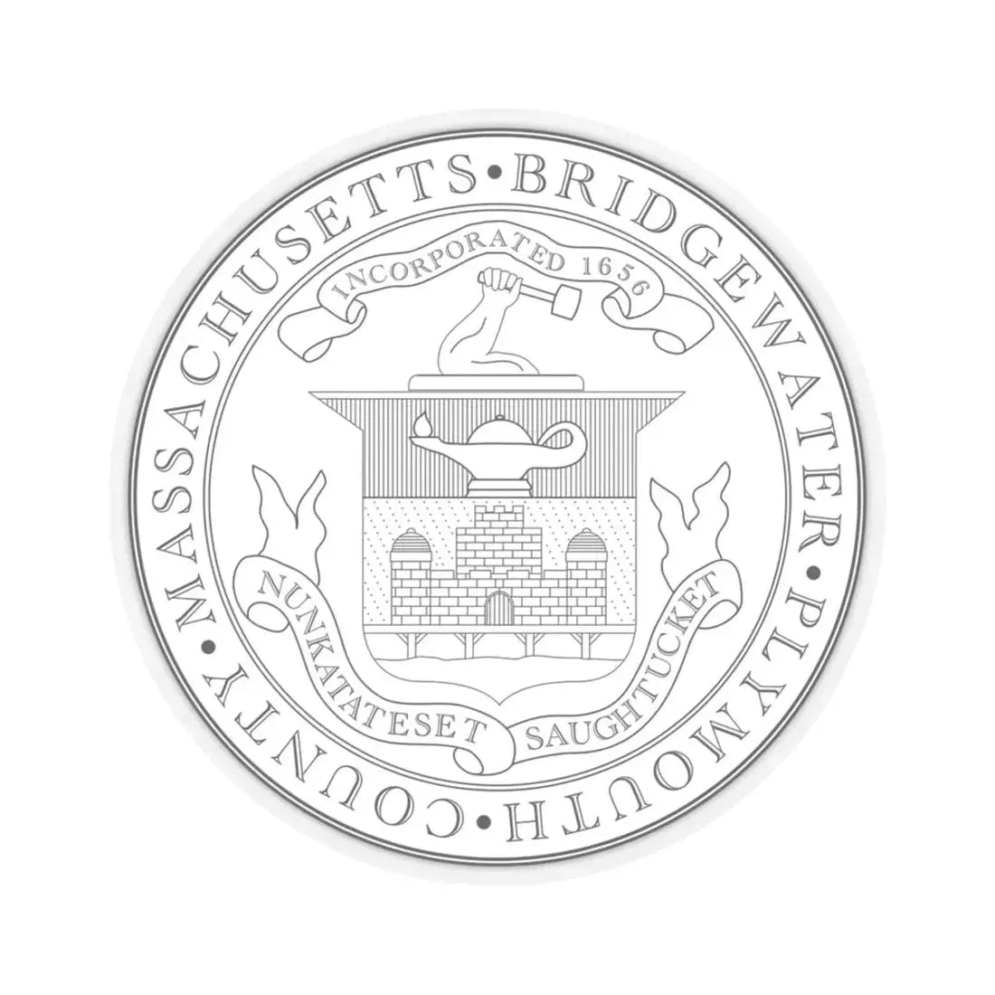 Seal of Bridgewater Massachusetts (United States) STICKER Vinyl Kiss-Cut Decal 3 Inch Transparent - The Sticker Space