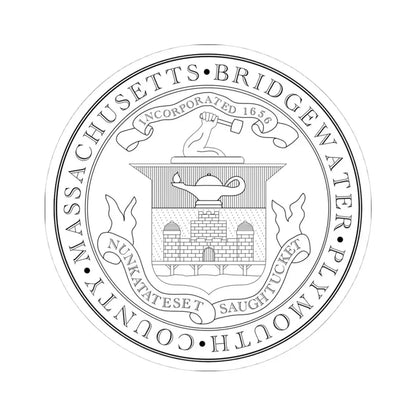 Seal of Bridgewater Massachusetts (United States) STICKER Vinyl Kiss-Cut Decal 4 Inch White - The Sticker Space