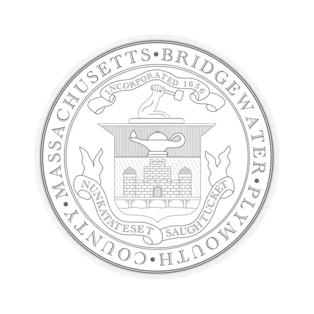 Seal of Bridgewater Massachusetts (United States) STICKER Vinyl Kiss-Cut Decal 6 Inch Transparent - The Sticker Space