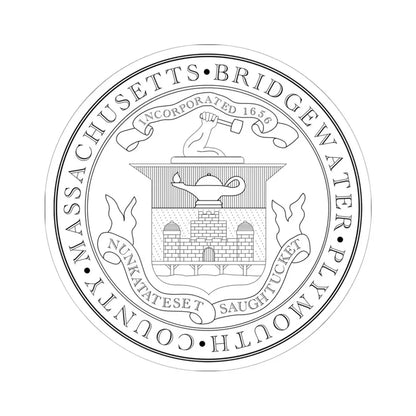 Seal of Bridgewater Massachusetts (United States) STICKER Vinyl Kiss-Cut Decal 6 Inch White - The Sticker Space