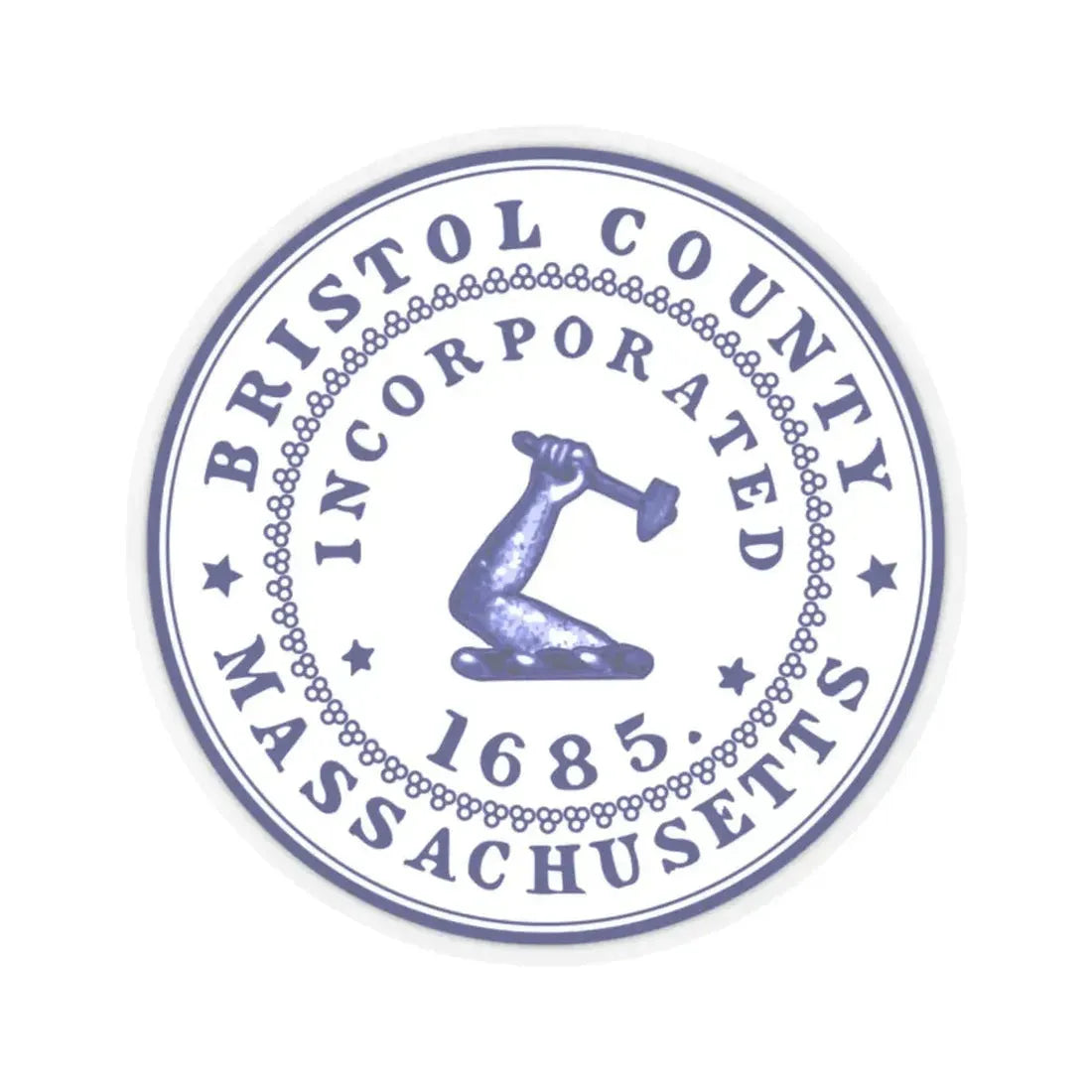 Seal of Bristol County Massachusetts (United States) STICKER Vinyl Kiss-Cut Decal 2 Inch Transparent - The Sticker Space