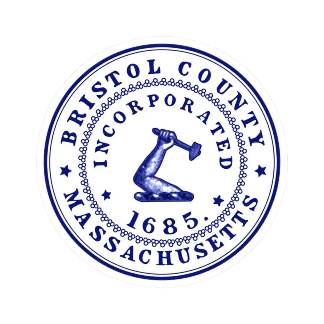 Seal of Bristol County Massachusetts (United States) STICKER Vinyl Kiss-Cut Decal 2 Inch White - The Sticker Space