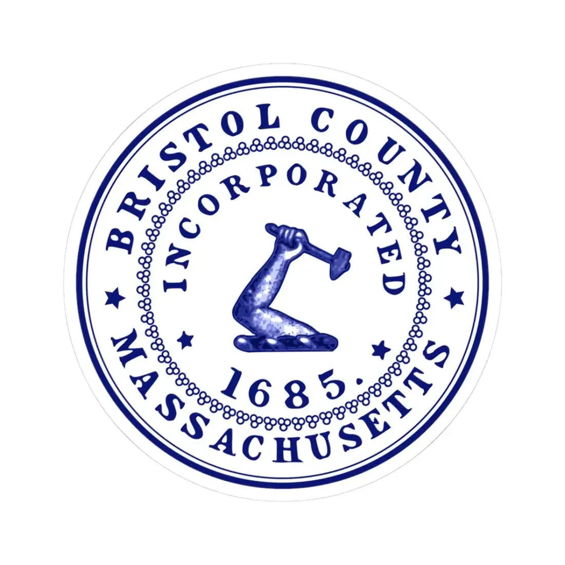 Seal of Bristol County Massachusetts (United States) STICKER Vinyl Kiss-Cut Decal 3 Inch White - The Sticker Space