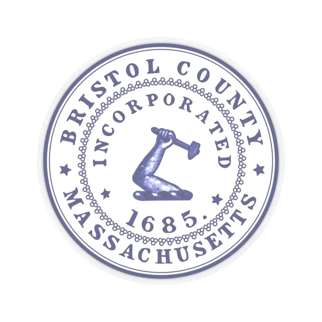 Seal of Bristol County Massachusetts (United States) STICKER Vinyl Kiss-Cut Decal 4 Inch Transparent - The Sticker Space