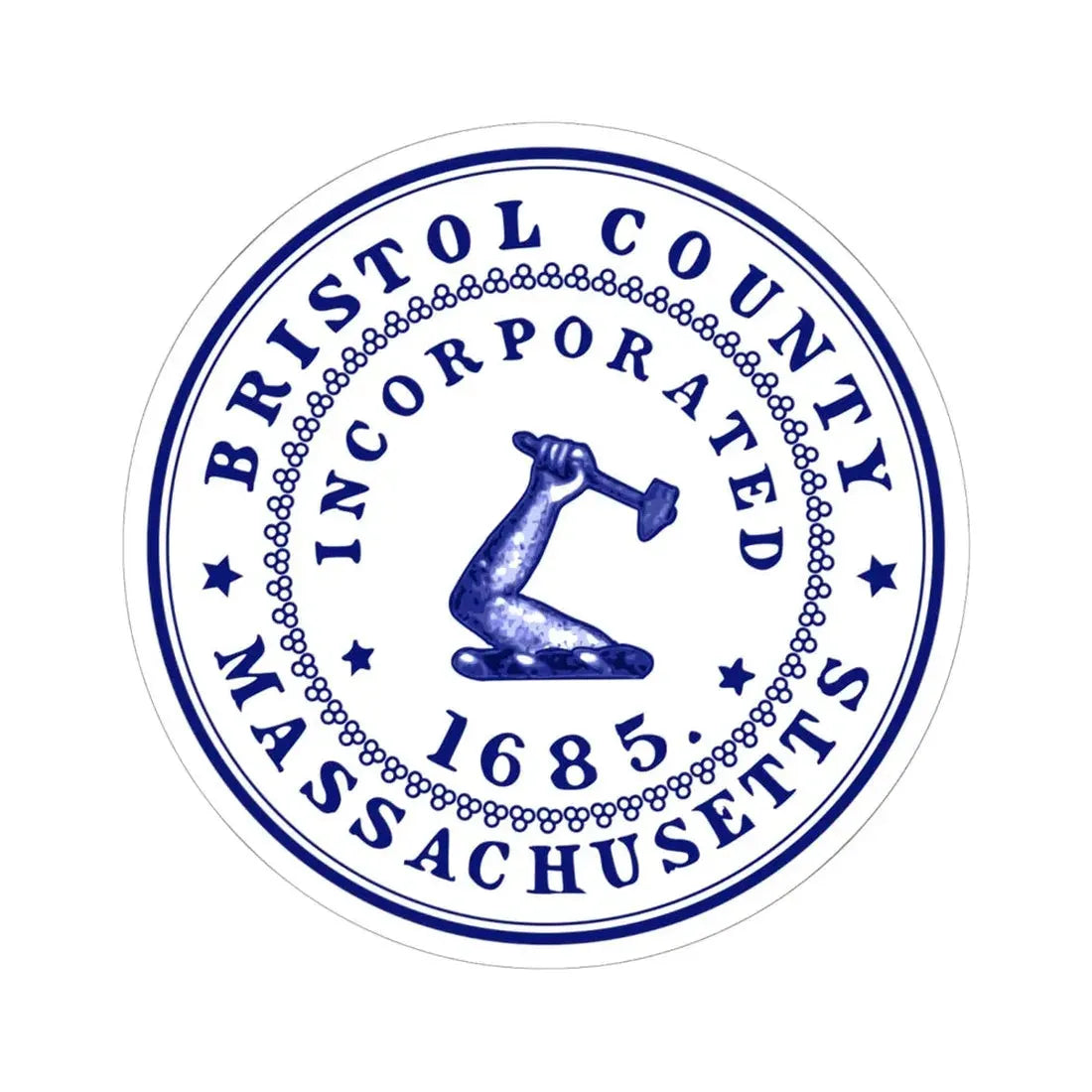 Seal of Bristol County Massachusetts (United States) STICKER Vinyl Kiss-Cut Decal 6 Inch White - The Sticker Space