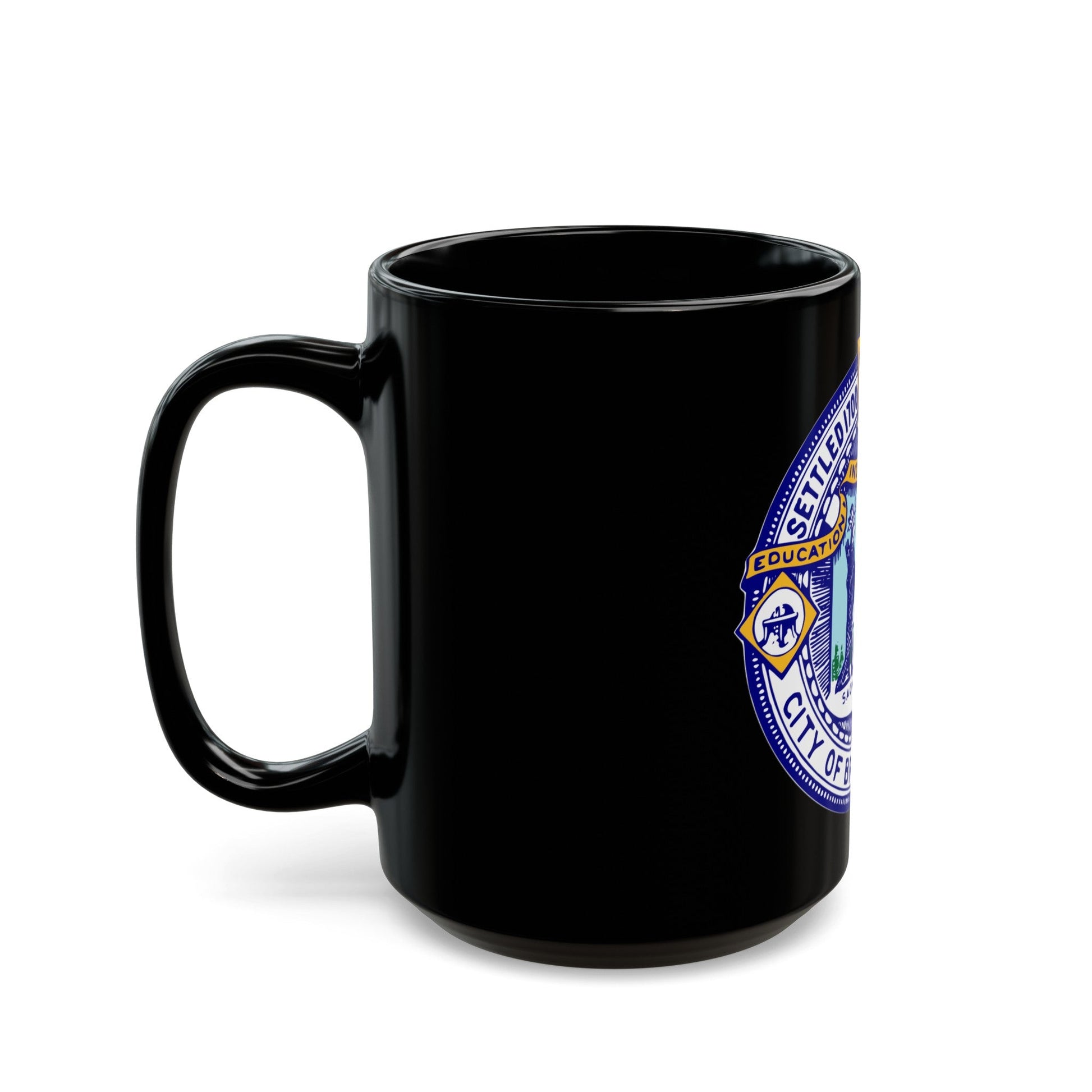 Seal of Brockton Massachusetts - Black Coffee Mug-The Sticker Space