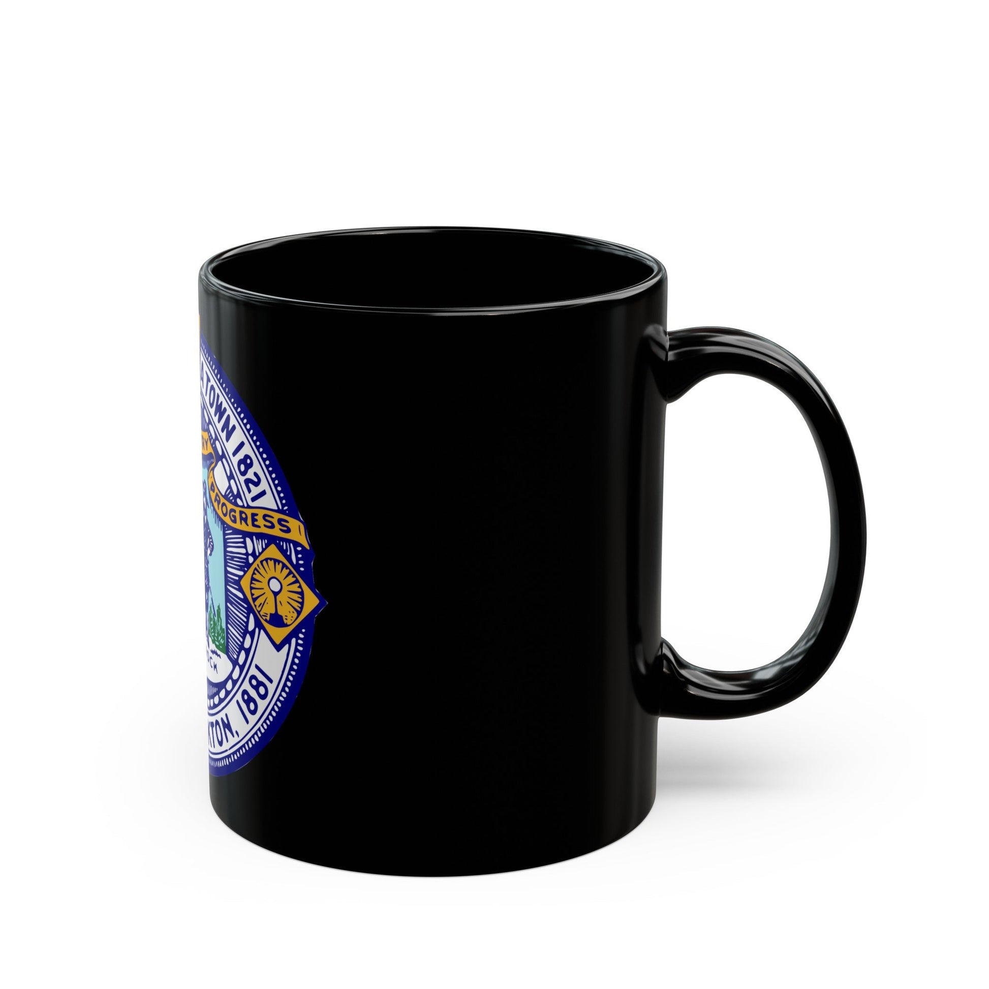 Seal of Brockton Massachusetts - Black Coffee Mug-The Sticker Space