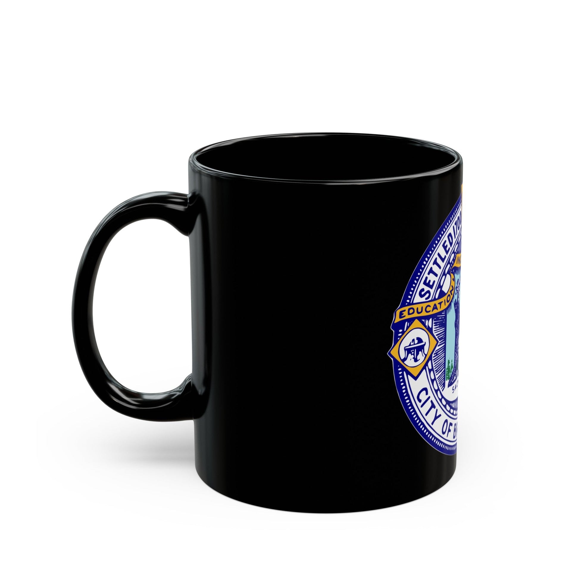 Seal of Brockton Massachusetts - Black Coffee Mug-The Sticker Space