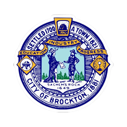 Seal of Brockton Massachusetts - STICKER Vinyl Kiss-Cut Decal 2 Inch White - The Sticker Space