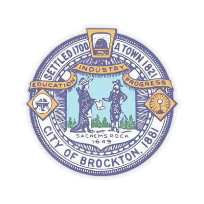 Seal of Brockton Massachusetts - STICKER Vinyl Kiss-Cut Decal 6 Inch Transparent - The Sticker Space