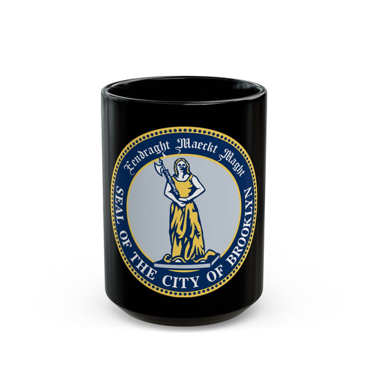 Seal of Brooklyn New York - Black Coffee Mug-15oz-The Sticker Space