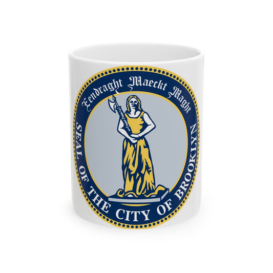 Seal of Brooklyn New York - White Coffee Mug-11oz-The Sticker Space