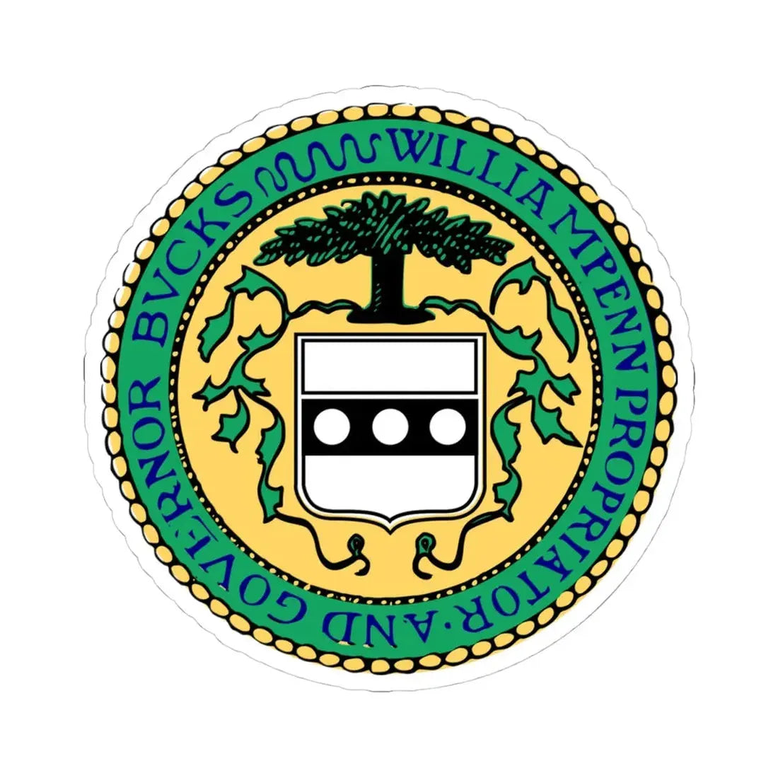 Seal of Bucks County Pennsylvania (United States) STICKER Vinyl Kiss-Cut Decal 4 Inch White - The Sticker Space