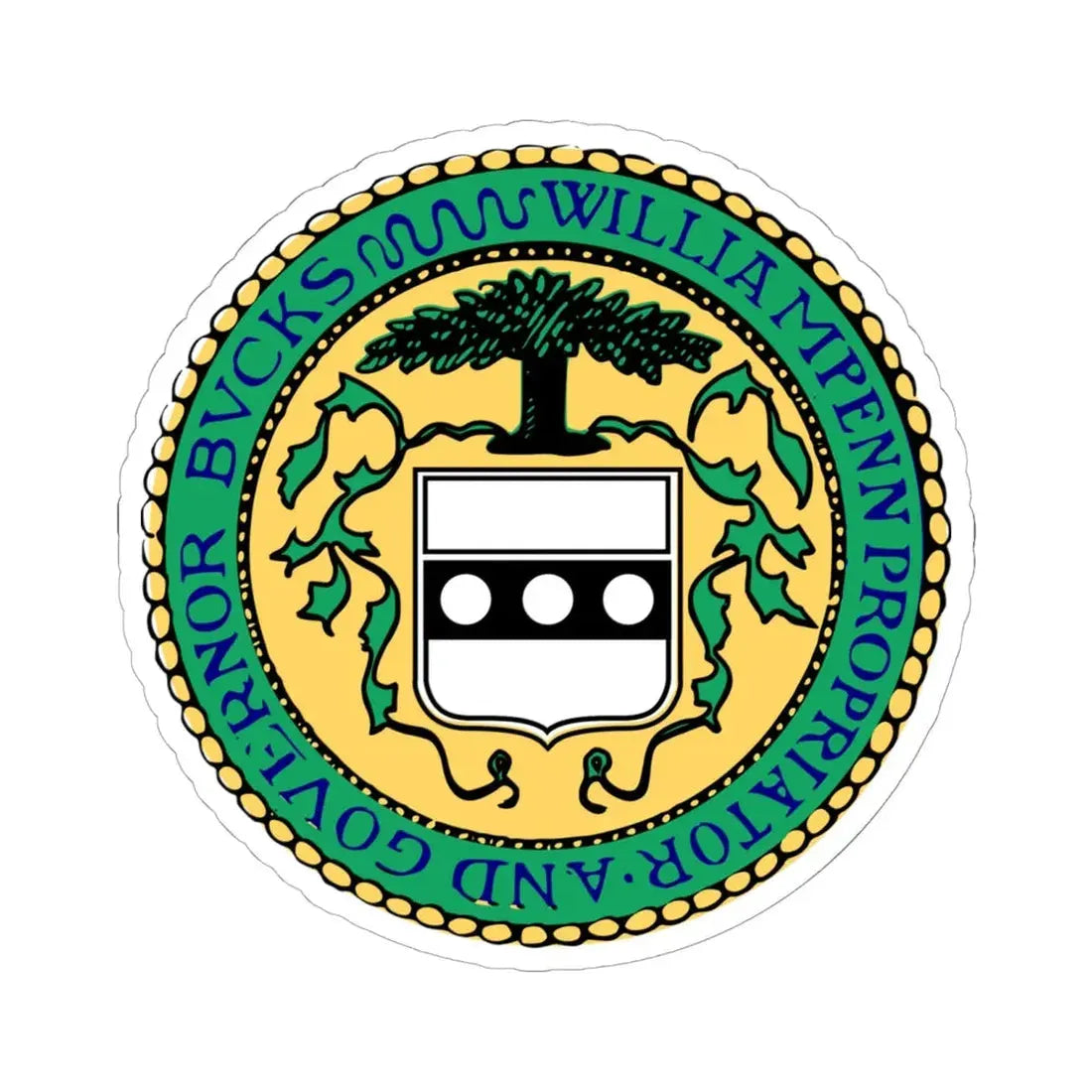 Seal of Bucks County Pennsylvania (United States) STICKER Vinyl Kiss-Cut Decal 6 Inch White - The Sticker Space