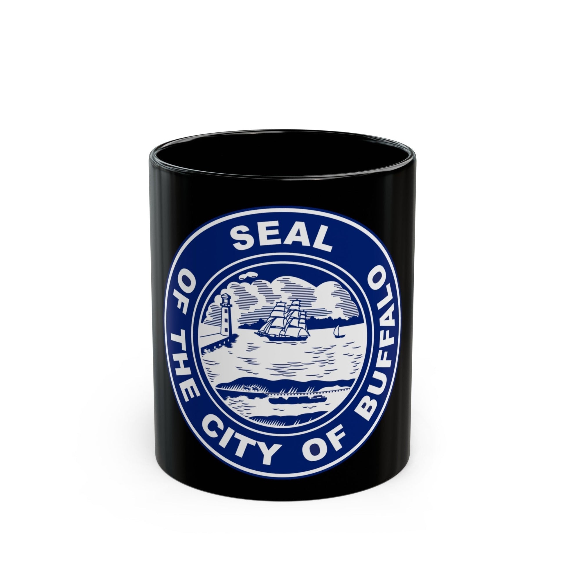 Seal of Buffalo New York - Black Coffee Mug-11oz-The Sticker Space