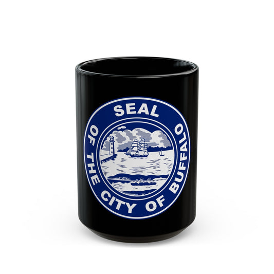 Seal of Buffalo New York - Black Coffee Mug-15oz-The Sticker Space