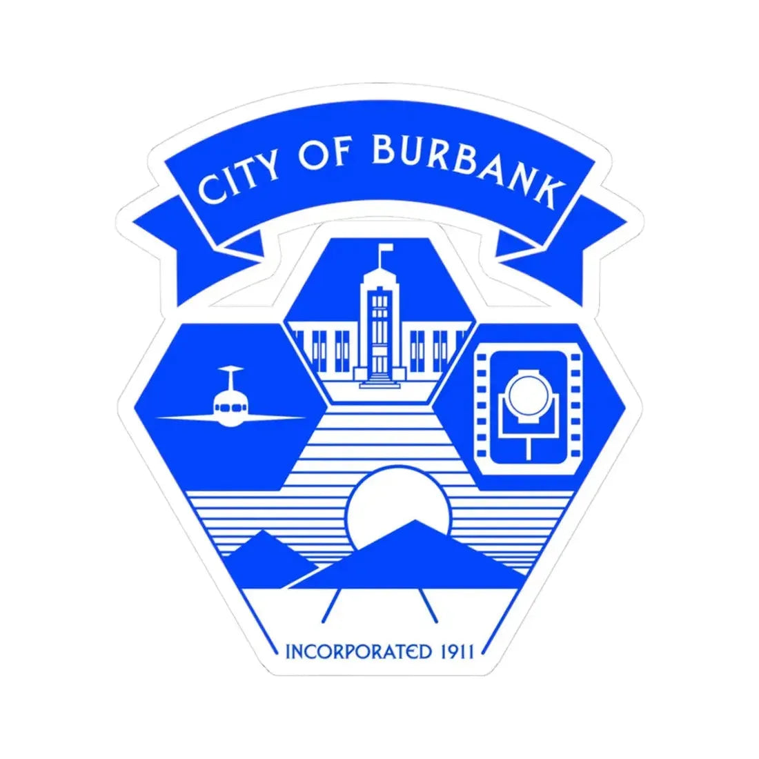 Seal of Burbank California (United States) STICKER Vinyl Kiss-Cut Decal 3 Inch White - The Sticker Space