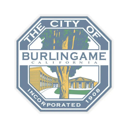 Seal of Burlingame California - STICKER Vinyl Kiss-Cut Decal 2 Inch Transparent - The Sticker Space