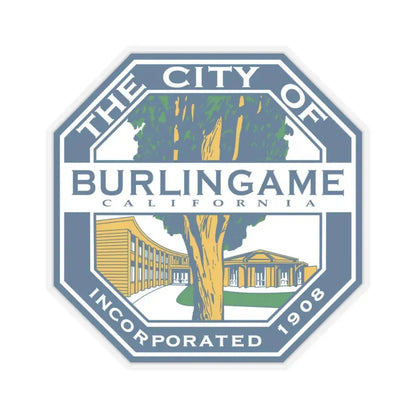 Seal of Burlingame California - STICKER Vinyl Kiss-Cut Decal 3 Inch Transparent - The Sticker Space
