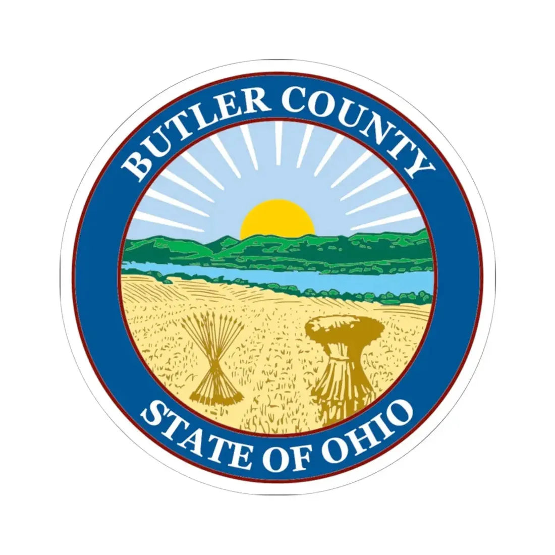 Seal of Butler County Ohio (United States) STICKER Vinyl Kiss-Cut Decal 6 Inch White - The Sticker Space