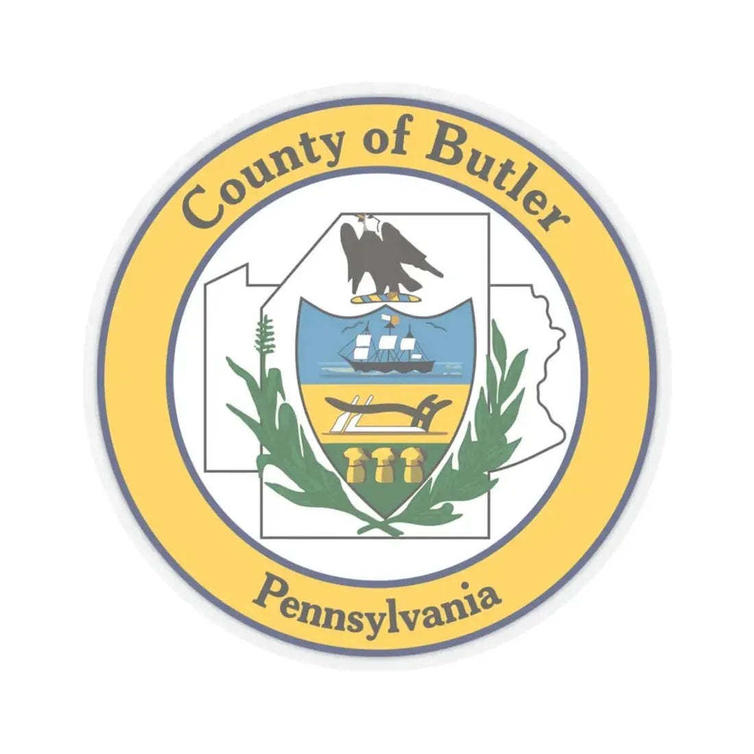 Seal of Butler County Pennsylvania (United States) STICKER Vinyl Kiss-Cut Decal 3 Inch Transparent - The Sticker Space