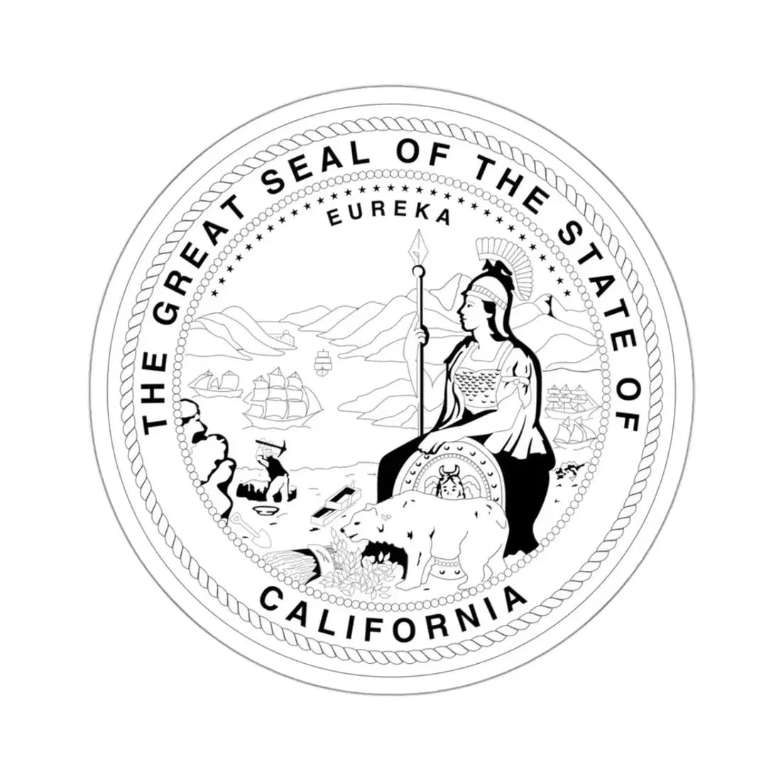 Seal of California BW - STICKER Vinyl Kiss-Cut Decal 3 Inch White - The Sticker Space