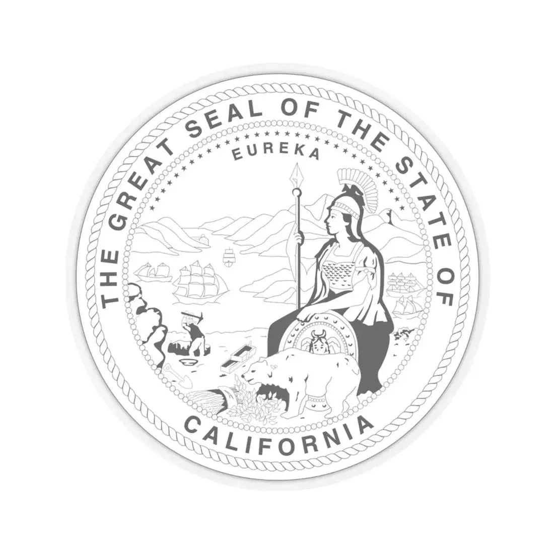 Seal of California BW - STICKER Vinyl Kiss-Cut Decal 6 Inch Transparent - The Sticker Space