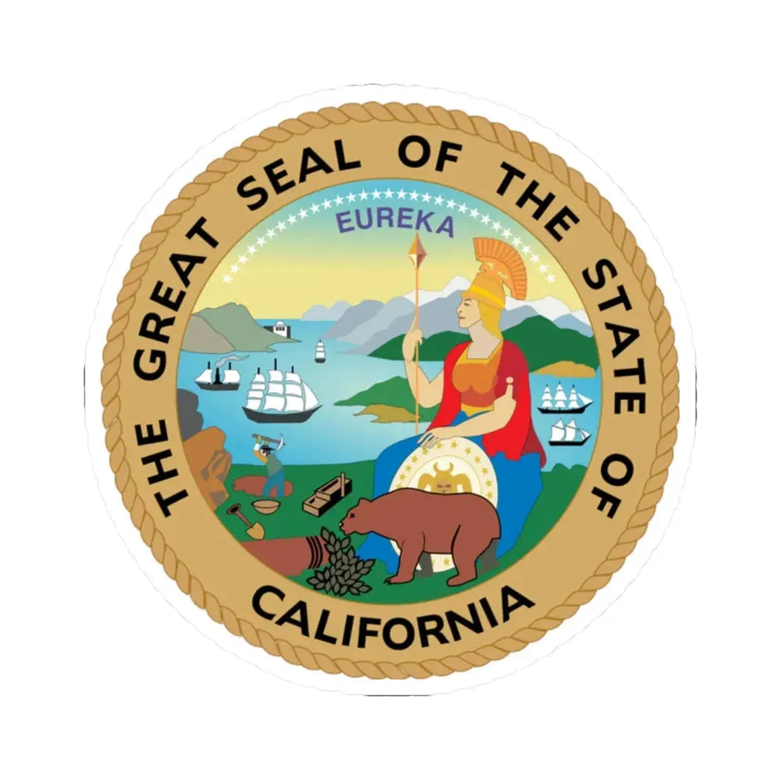 Seal of California (United States) STICKER Vinyl Kiss-Cut Decal 2 Inch White - The Sticker Space