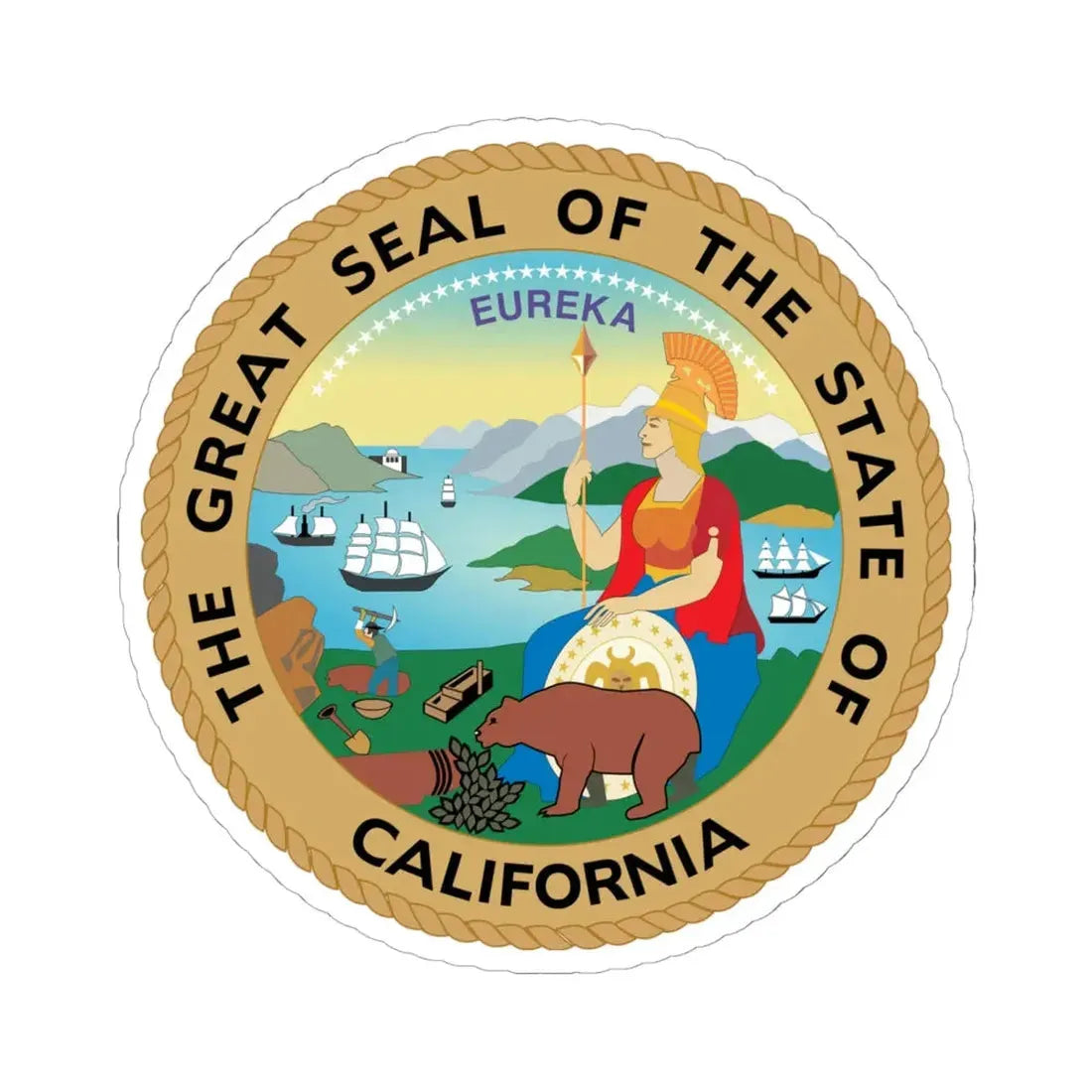 Seal of California (United States) STICKER Vinyl Kiss-Cut Decal 6 Inch White - The Sticker Space