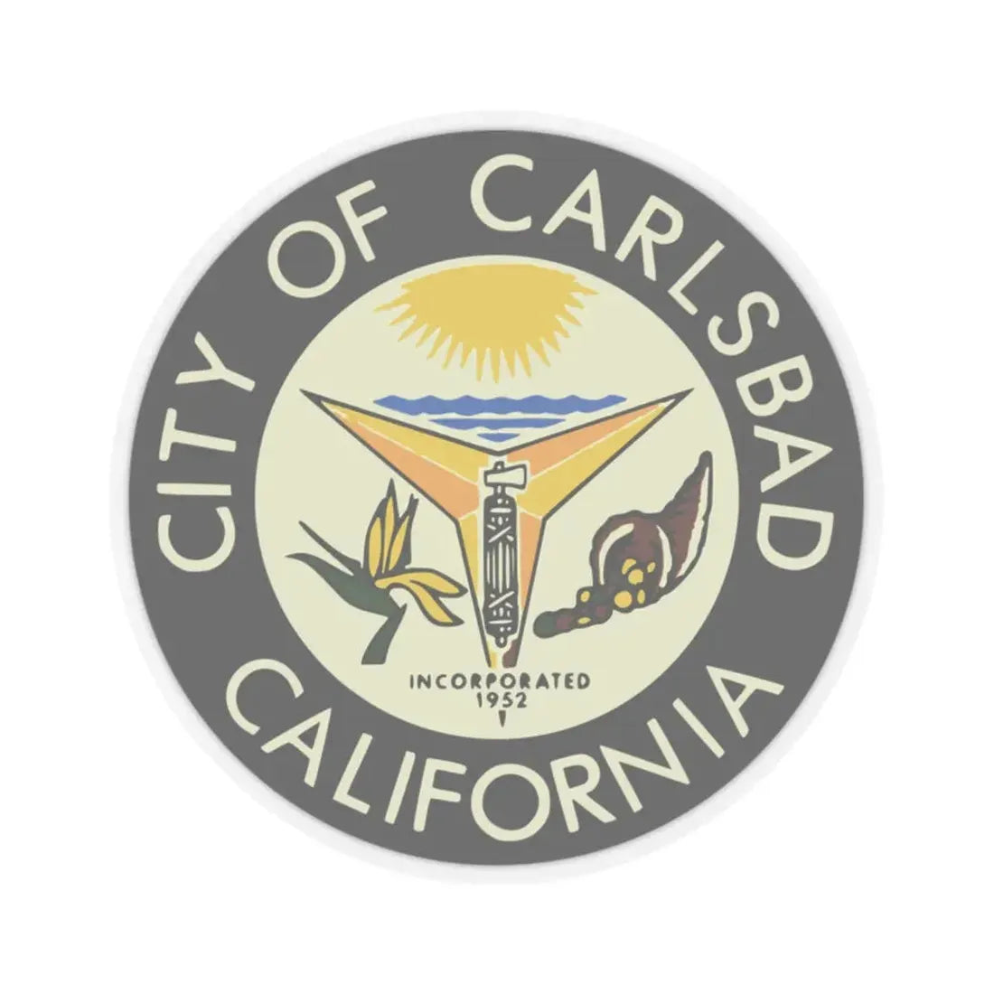 Seal of Carlsbad California - STICKER Vinyl Kiss-Cut Decal 2 Inch Transparent - The Sticker Space