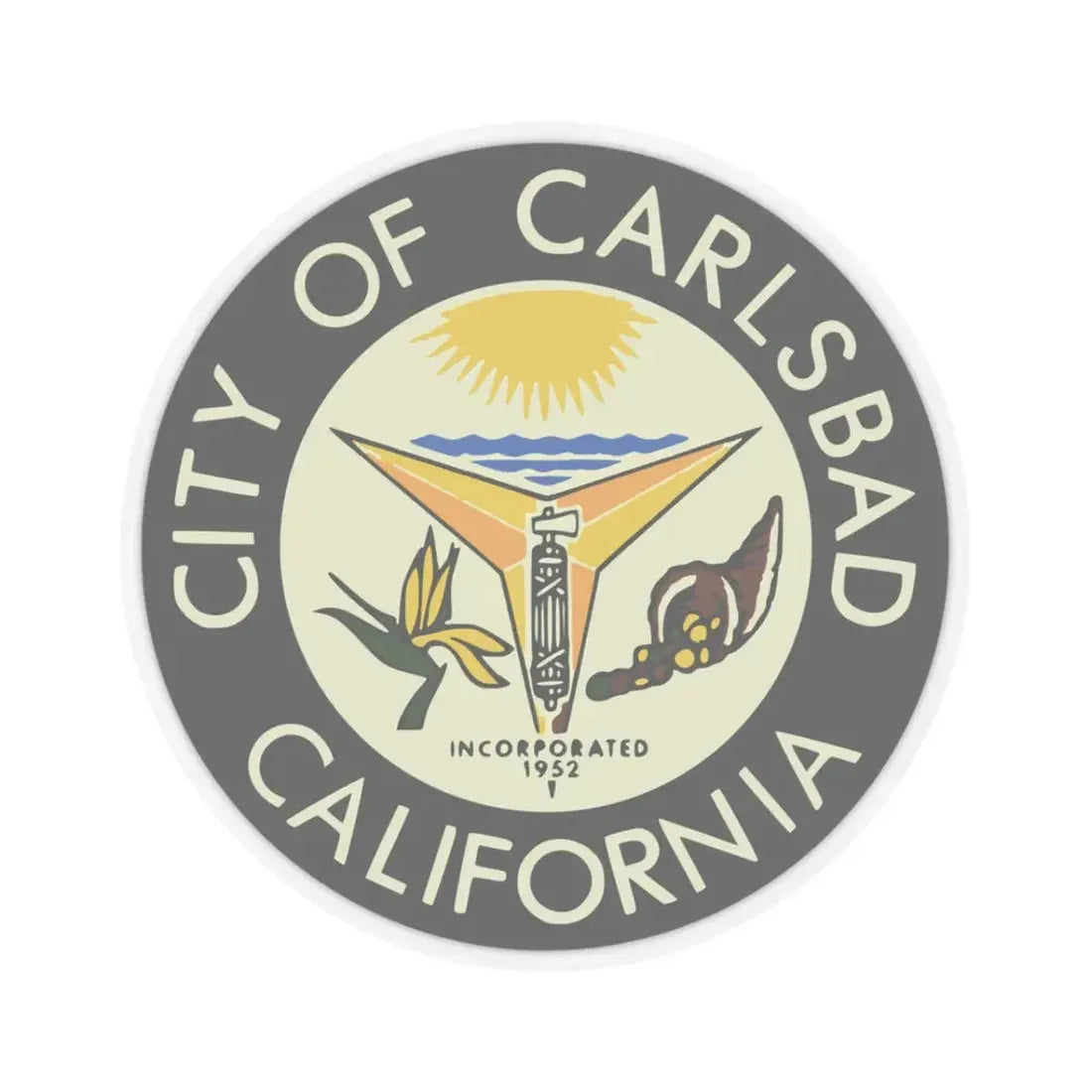 Seal of Carlsbad California - STICKER Vinyl Kiss-Cut Decal 3 Inch Transparent - The Sticker Space