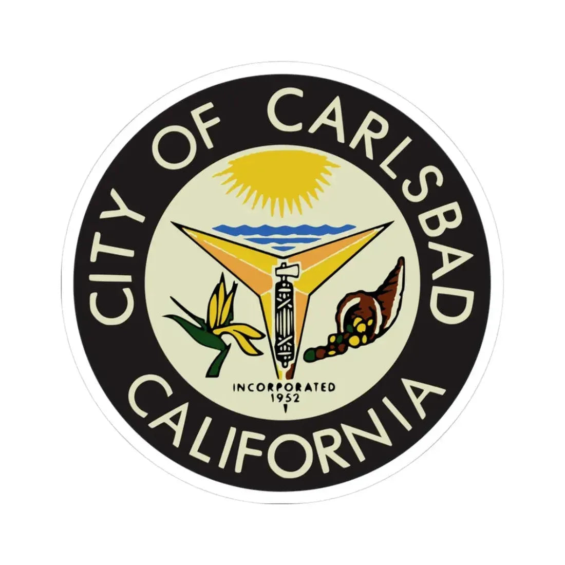 Seal of Carlsbad California - STICKER Vinyl Kiss-Cut Decal 3 Inch White - The Sticker Space