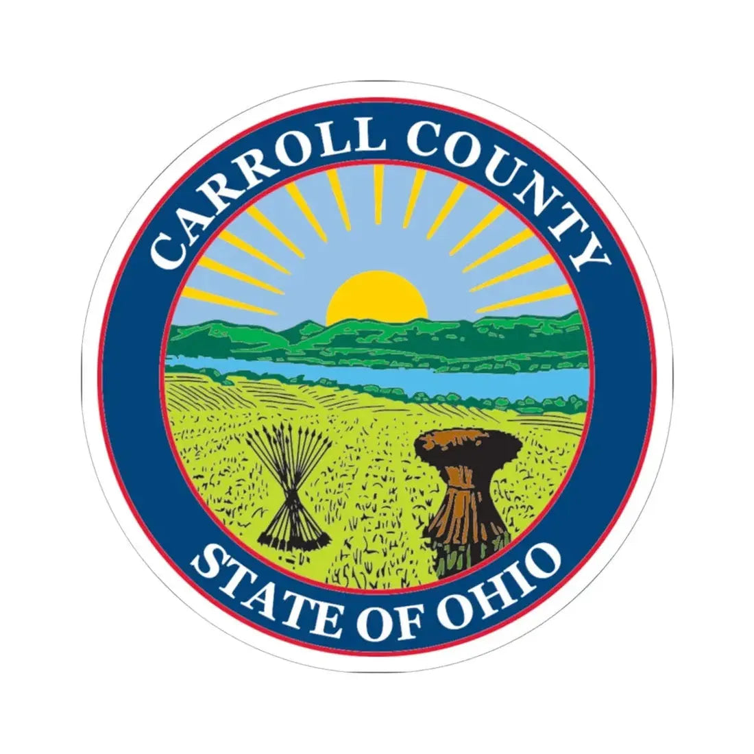 Seal of Carroll County Ohio (United States) STICKER Vinyl Kiss-Cut Decal 6 Inch White - The Sticker Space