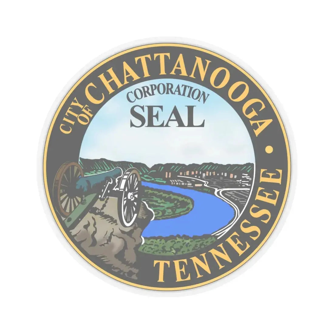 Seal of Chattanooga Tennessee - STICKER Vinyl Kiss-Cut Decal 4 Inch Transparent - The Sticker Space