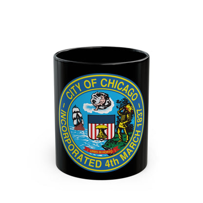 Seal of Chicago Illinois - Black Coffee Mug-11oz-The Sticker Space