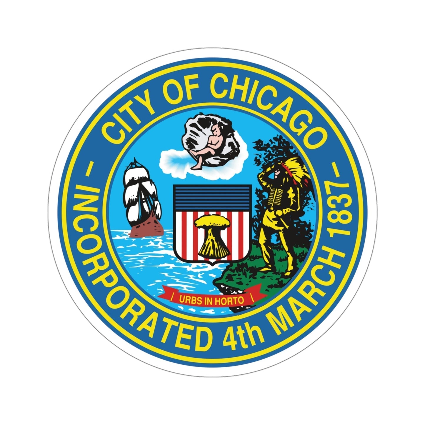 Seal of Chicago Illinois USA STICKER Vinyl Die-Cut Decal-4 Inch-The Sticker Space