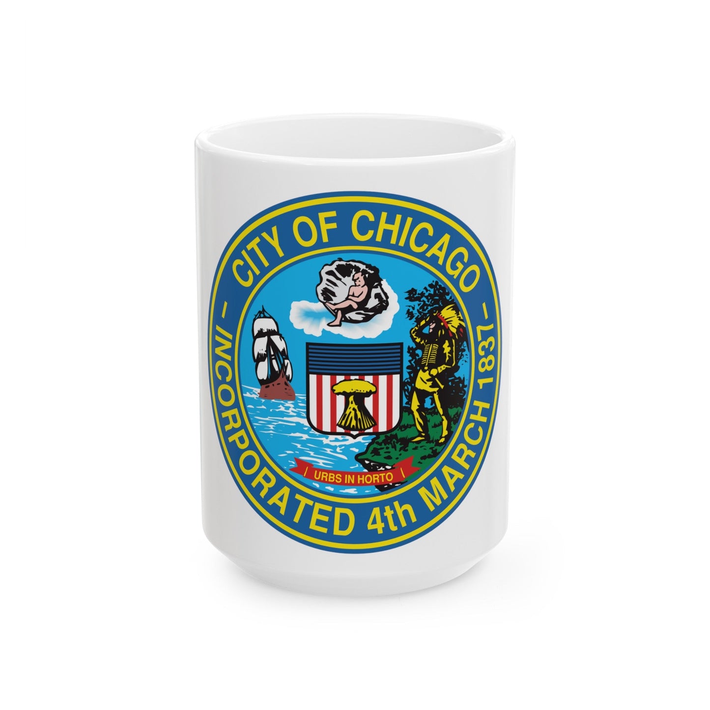 Seal of Chicago Illinois - White Coffee Mug-15oz-The Sticker Space