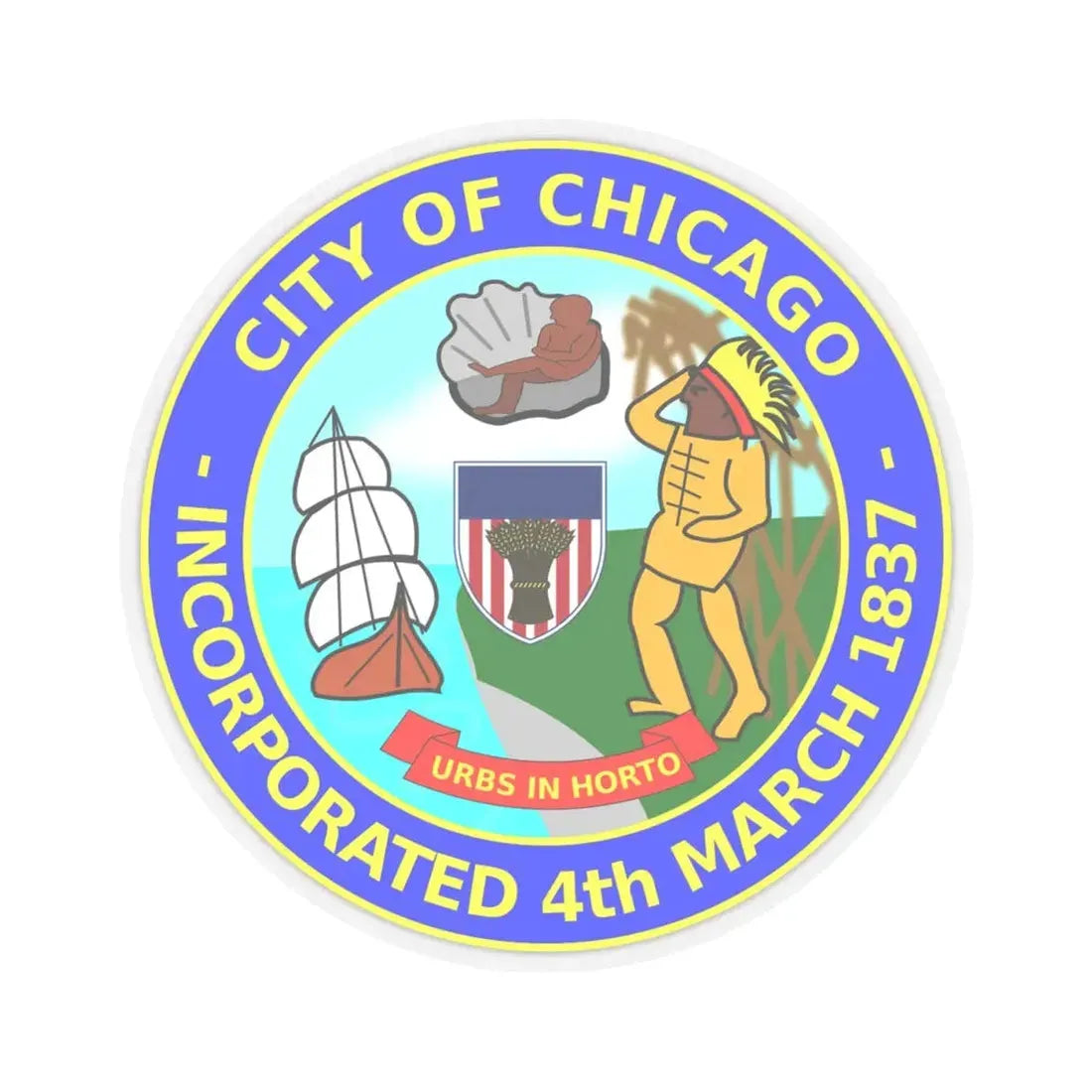 Seal of Chicago (United States) STICKER Vinyl Kiss-Cut Decal 4 Inch Transparent - The Sticker Space