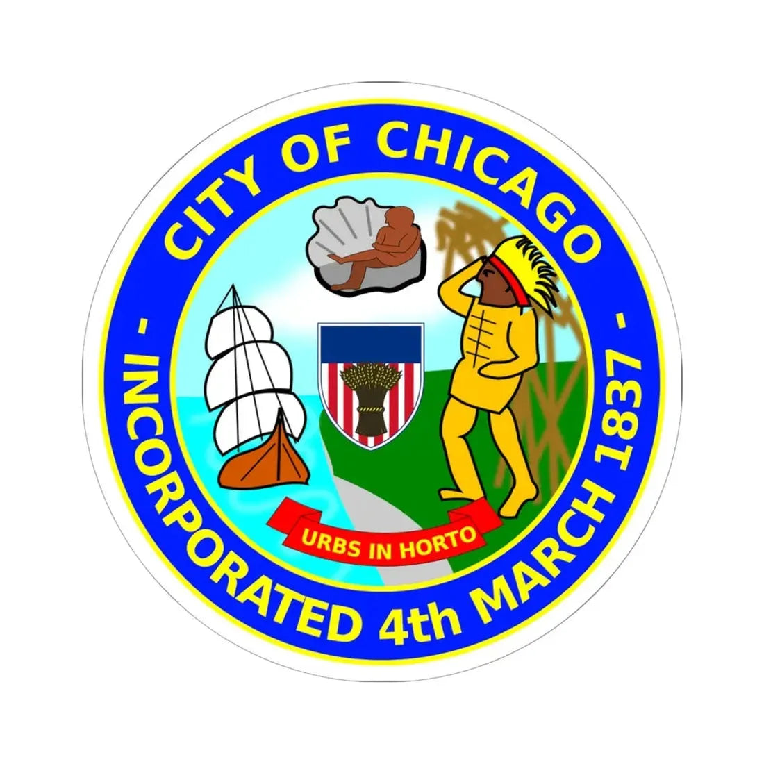 Seal of Chicago (United States) STICKER Vinyl Kiss-Cut Decal 6 Inch White - The Sticker Space