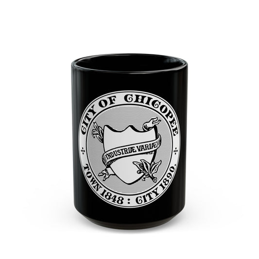 Seal of Chicopee Massachusetts - Black Coffee Mug-15oz-The Sticker Space