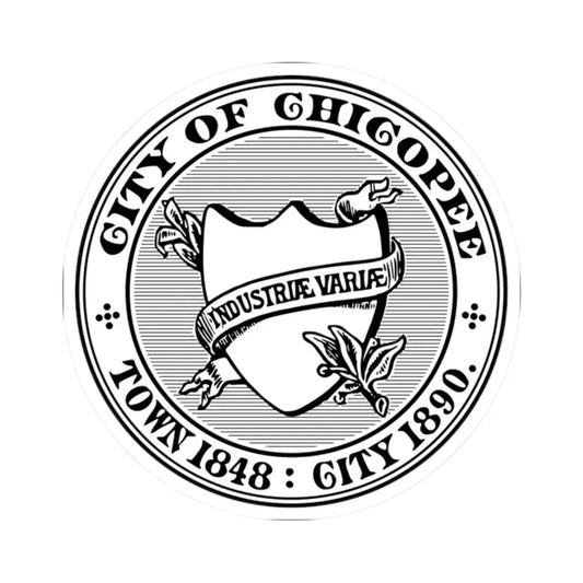 Seal of Chicopee Massachusetts - STICKER Vinyl Kiss-Cut Decal 2 Inch White - The Sticker Space
