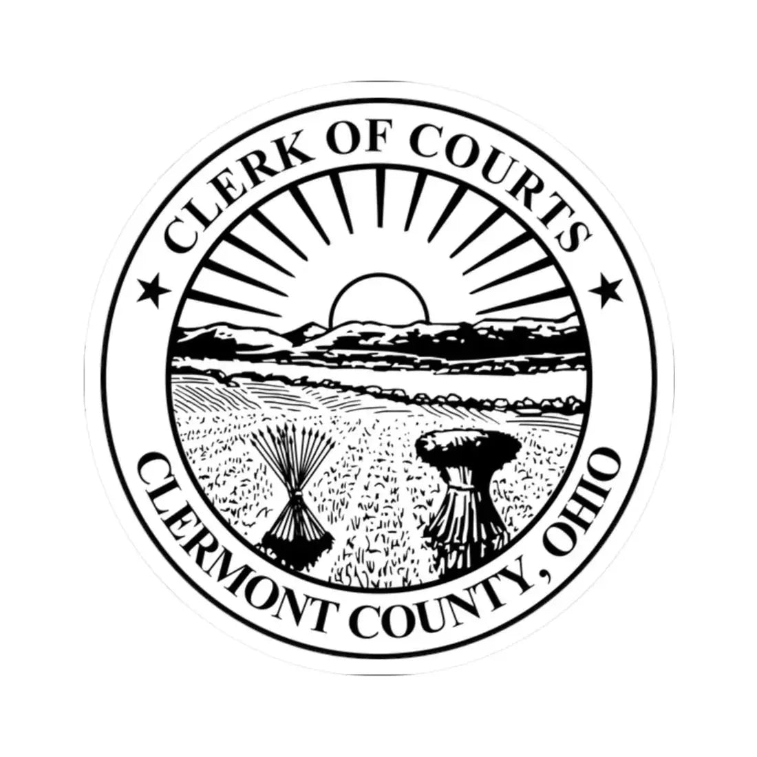 Seal of Clermont County Ohio Clerk of Courts (United States) STICKER Vinyl Kiss-Cut Decal 2 Inch White - The Sticker Space
