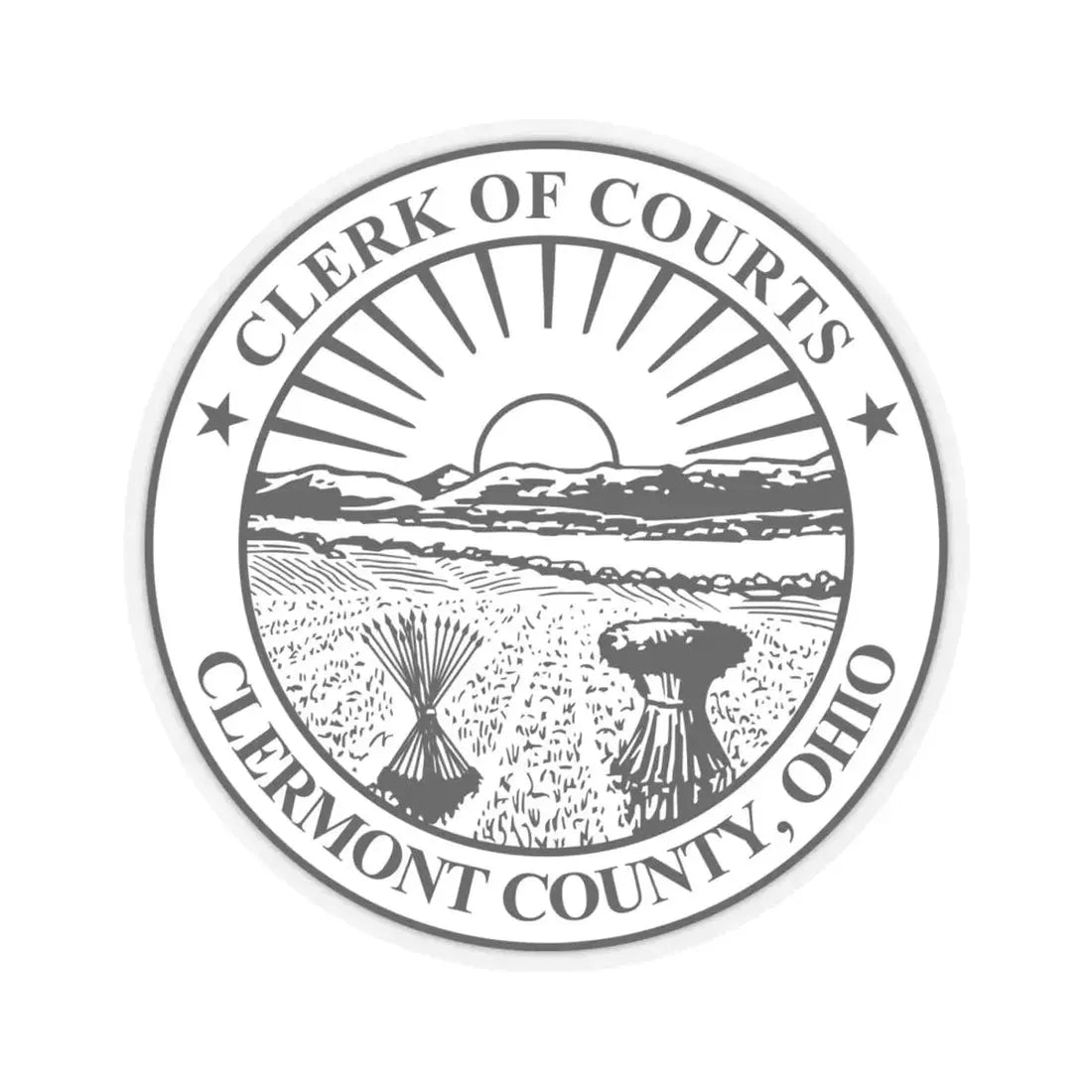 Seal of Clermont County Ohio Clerk of Courts (United States) STICKER Vinyl Kiss-Cut Decal 4 Inch Transparent - The Sticker Space