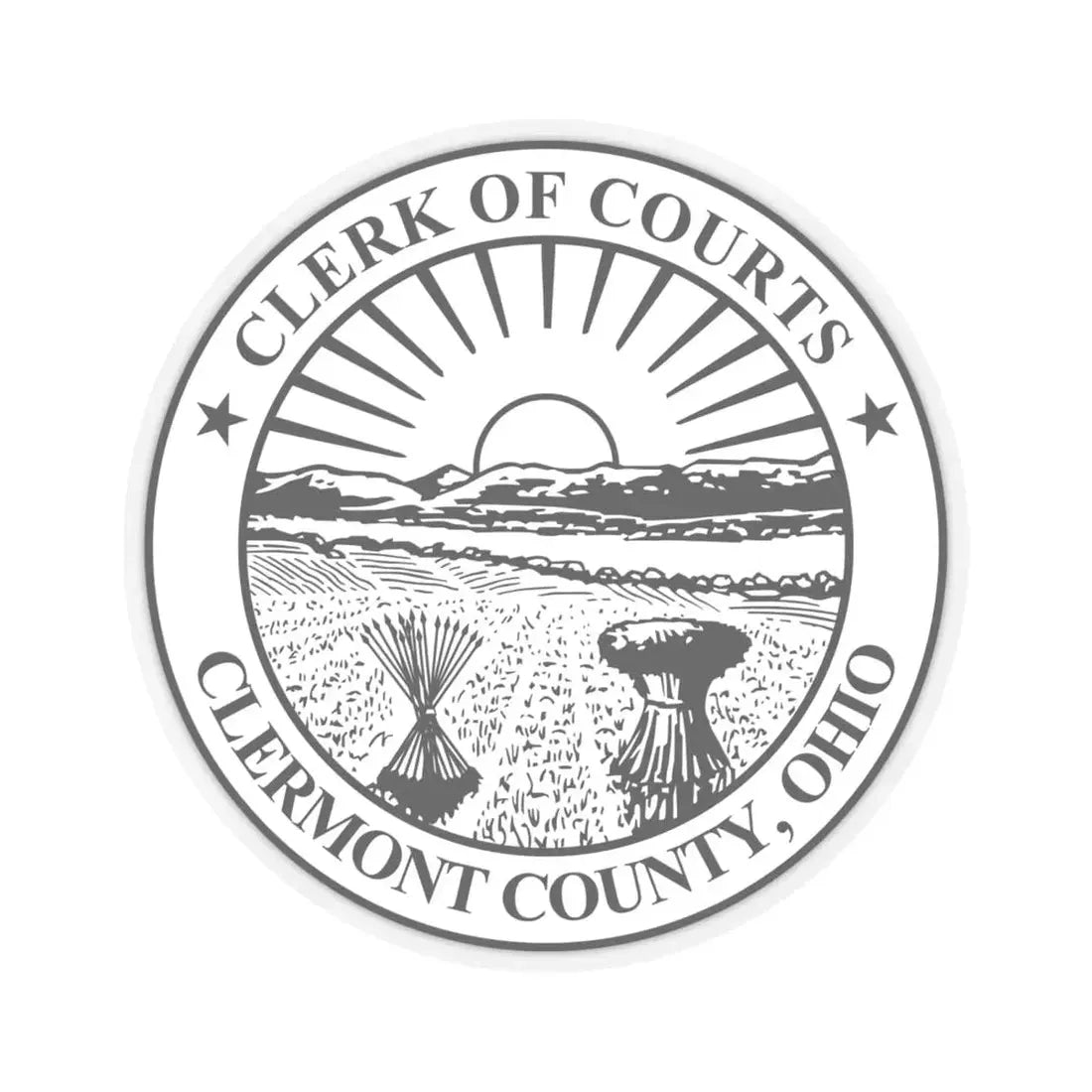 Seal of Clermont County Ohio Clerk of Courts (United States) STICKER Vinyl Kiss-Cut Decal 6 Inch Transparent - The Sticker Space