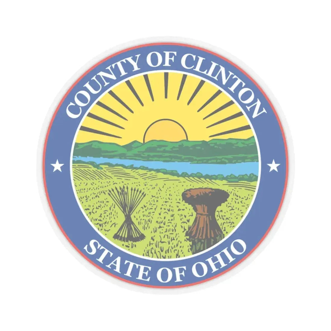 Seal of Clinton County Ohio (United States) STICKER Vinyl Kiss-Cut Decal 4 Inch Transparent - The Sticker Space