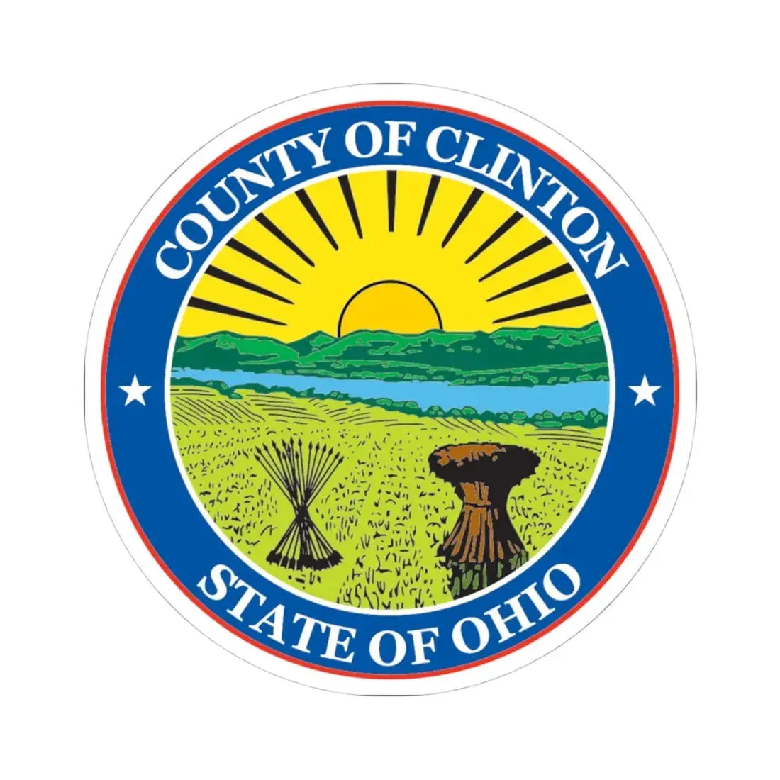 Seal of Clinton County Ohio (United States) STICKER Vinyl Kiss-Cut Decal 4 Inch White - The Sticker Space