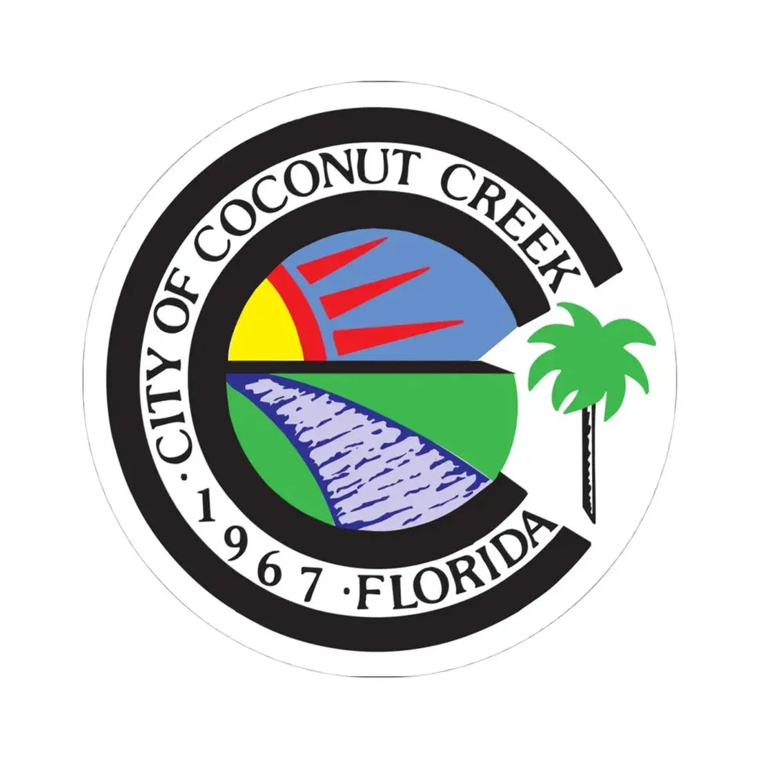 Seal of Coconut Creek Florida (United States) STICKER Vinyl Kiss-Cut Decal 4 Inch White - The Sticker Space