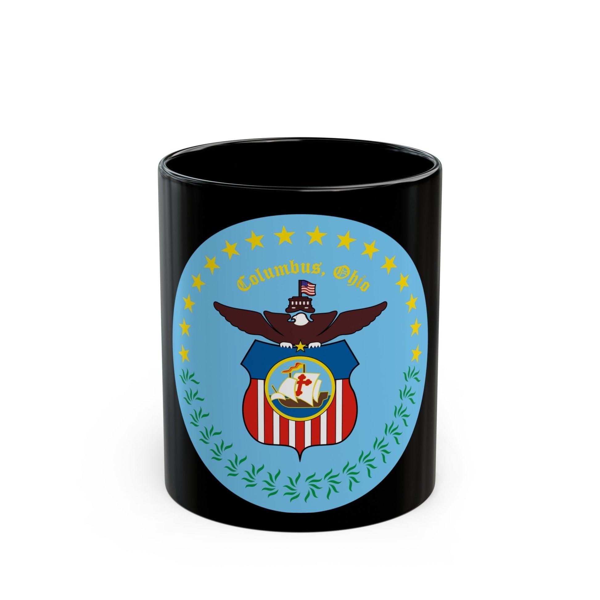 Seal of Columbus Ohio - Black Coffee Mug-11oz-The Sticker Space