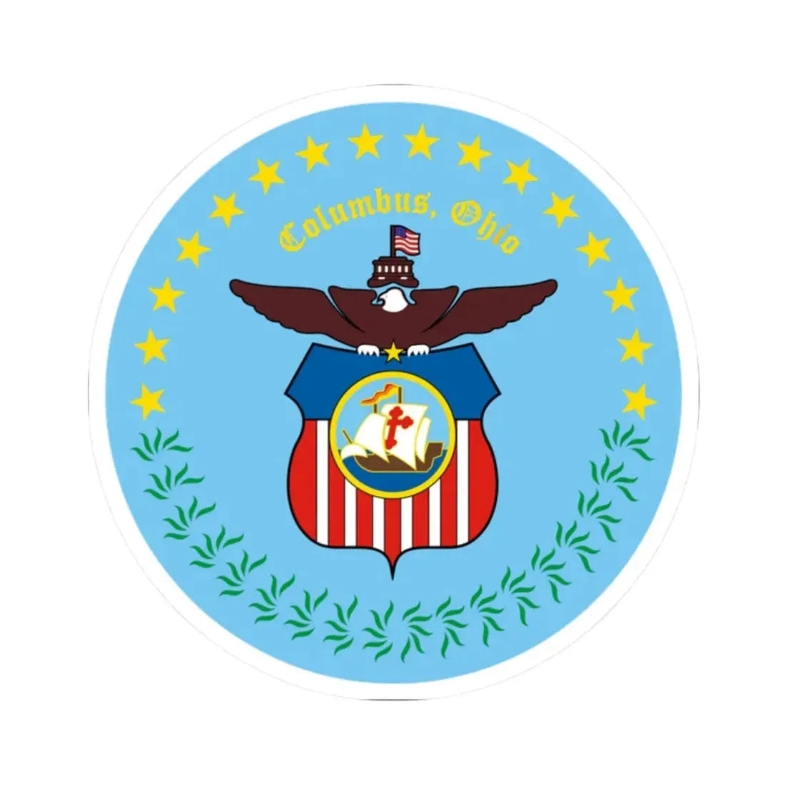 Seal of Columbus Ohio - STICKER Vinyl Kiss-Cut Decal 2 Inch White - The Sticker Space