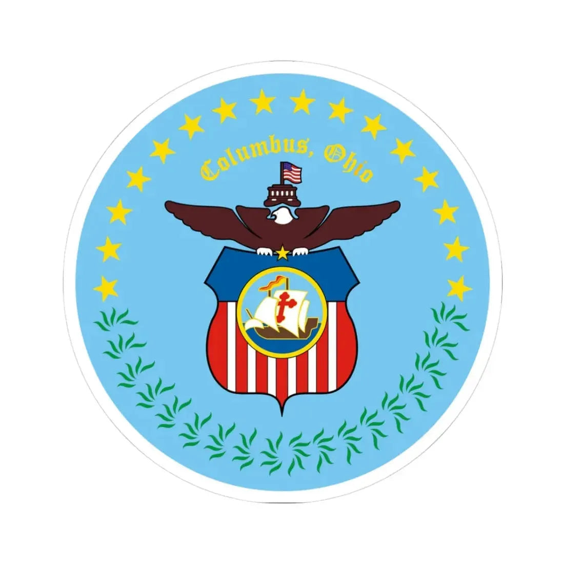 Seal of Columbus Ohio - STICKER Vinyl Kiss-Cut Decal 3 Inch White - The Sticker Space